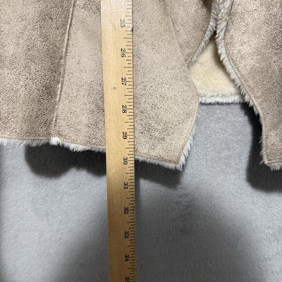 Dynamite Faux Suede Sherpa Vest Beige Waterfall Open Front XS-S Womens - Picture 6 of 9